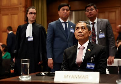 Myanmar's Union Minister for the Ministry of the President's Office, Ko Ko Hlaing, at the International Court of Justice in The Hague for a case brought by Gambia. Reuters