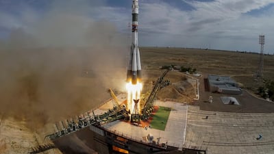 The Soyuz MS-09 spacecraft blasts off to the International Space Station (ISS) from the launchpad at the Baikonur Cosmodrome, Kazakhstan June 6, 2018. Reuters