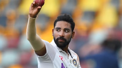 India's Mohammed Siraj celebrates after taking his fifth wicket. EPA