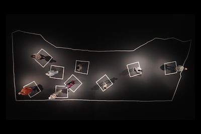 Participants map their homes and neighbourhoods on the film’s black sound stage. Photo: First Hand Films