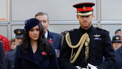Meghan, Duchess of Sussex and Prince Harry attend the 91st Field of Remembrance at Westminster Abbey on November 7, 2019 in London, England. Getty Images