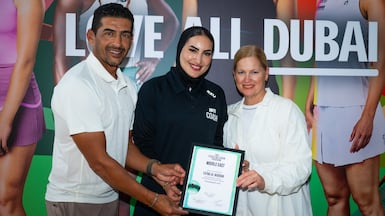 Former player Fatma Al Nabhani of Oman, centre, was one of the beneficiaries of the WTA Coaches Program. Photo: Jimmie48/WTA