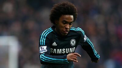 Left midfield: Willian, Chelsea. If the Brazilian’s place is under threat after the signing of Juan Cuadrado, he produced the best possible response with a terrific display against Aston Villa. (Photo: Clive Mason / Getty Images)