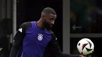 Germany's Antonio Rudiger during Friday's training session before their Round of 16 match against Denmark. AP