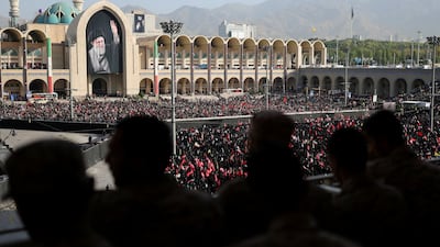 Iranians attend a funeral ceremony in Tehran for former supreme leader Ayatollah Ali Khamenei, who was killed on February 28 in Israeli and US strikes. Reuters