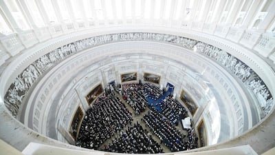 Guests attend the inauguration of Donald Trump at the US Capitol. AFP