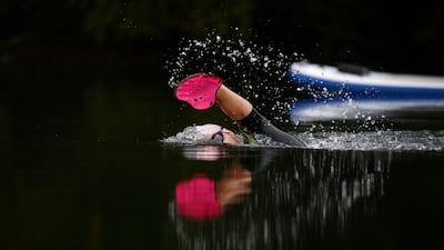 Paralympic swimmer Theo Curin training in Compiegne, France, on Friday, October 23. Curin, a four limb amputee, will next month attempt to swim 122km across the highest lake in the world - Lake Titicaca (3812m above sea level) on the border of Bolivia and Peru - in total autonomy. AFP