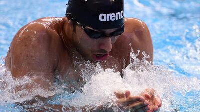 Mubarak Al Beshr of the UAE shown competing on Sunday in the preliminary heats of the men's 100m breaststroke at the World Aquatics Championships in Kazan. Martin Bureau / AFP