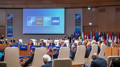 Leaders at a meeting during the North Atlantic Treaty Organization (NATO) summit at the presidential complex in Ankara, Turkey, on Wednesday, July 8, 2026. Bloomberg