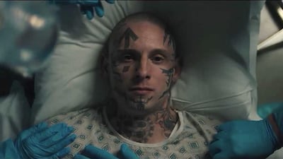 Bryon Widner (Jamie Bell) is top dog in a gang of neo-Nazis, who eventually undergoes tattoo removal as part of his reinvention in 'Skin'. Courtesy Front Row Filmed Entertainment