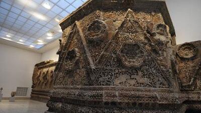 The facade of the eighth-century Mshatta Palace, which was excavated in 1840 in what is now Jordan and presented to Emperor Wilhelm II by the Ottoman Sultan Abdul Hamid II, is the main attraction of the Berlin Museum for Islamic Art.