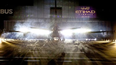 Etihad Airways on September 25 rolled out its first Airbus A380 in Hamburg, Germany. Roland Magunia for The National