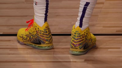 A detailed view of the sneakers of LeBron James. AFP