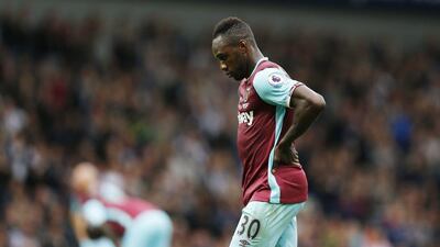 West Ham United’s Michail Antonio looks dejected at full time. Matthew Childs / Action Images / Reuters