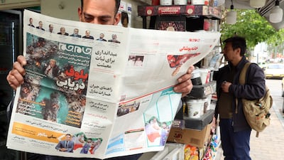 Iranian newspaper reports on US President Donald Trump's warning over Hormuz. EPA
