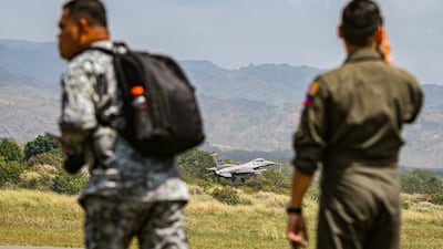 A US fighter jet takes off from Basa Air Base in the Philippines. AFP