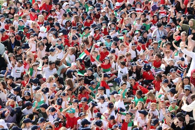 Students, teachers & staff from Repton School Al Barsha celebrating the UAE 53rd National Day. Pawan Singh / The National