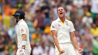 Josh Hazlewood took three England wickets, including that of captain Joe Root, on Sunday. Cameron Spencer / Getty Images