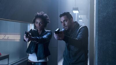 Judith Shekoni as Joanne, left, and Zachary Levi as Luke in a scene from Heroes Reborn. Christos Kalohoridis / NBC via AP