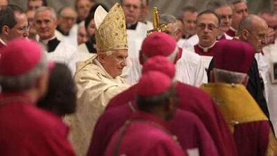 Pope Benedict XVI gives Christmas Night Mass at St Peter's Basilica on December 24, 2009 in Vatican City, Vatican.