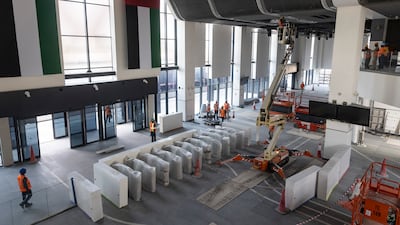 Inside the central concourse of the Mohamed bin Zayed City Etihad Rail station