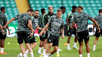 Real Madrid train for their Champions League opener against Celtic. Getty