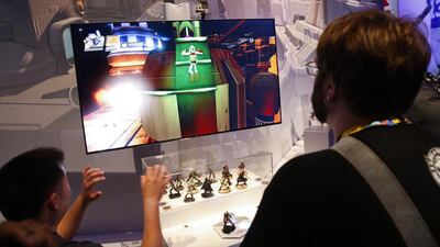 The Star Wars Boba Fett character for the Disney Infinity gaming system is used to play a game during the E3 Electronic Entertainment Expo in Los Angeles. Patrick T Fallon / Bloomberg
