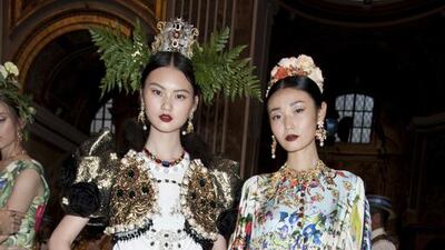 Bejewelled jeans and kaftans. Courtesy Dolce & Gabbana