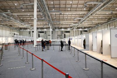 The Hamburg Messe trade fair grounds has been transformed to offer mass inoculations. Getty