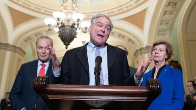Democratic Senator from Virginia Tim Kaine in marshalling a war powers resolution to force a debate and vote in Congress to prevent further escalation of hostilities between the US and Iran. EPA