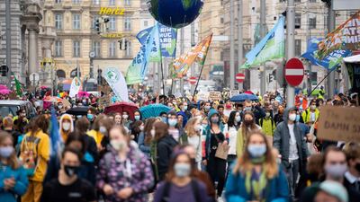 Environmentalists demonstrate in Vienna, Austria. AFP