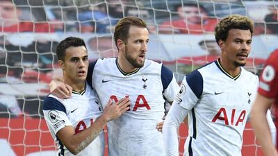 Harry Kane celebrates scoring Spurs' sixth goal. Reuters