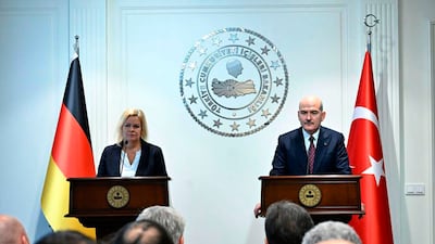 German Interior Minister Nancy Faeser and her Turkish counterpart Suleyman Soylu held talks in Ankara. AP