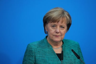 Angela Merkel, Germany's chancellor and leader of the Christian Democratic Union (CDU) party, pauses during a news conference at the CDU headquarters in Berlin, Germany. Krisztian Bocsi / Bloomberg