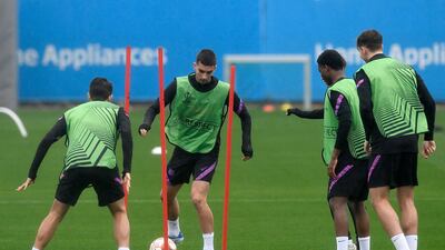 Barcelona forward Ferran Torres at training. AFP