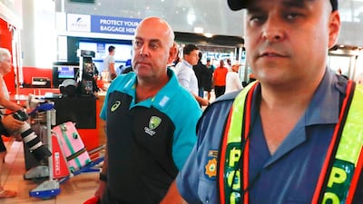 Australia cricket coach Darren Lehmann departs from Cape Town International airport. Nic Bothma / EPA