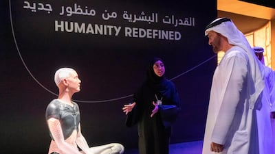 Sheikh Mohamed bin Zayed, Crown Prince of Abu Dhabi and Deputy Supreme Commander of the UAE Armed Forces, tours the Museum of the Future during the 2019 World Government Summit. Rashed Al Mansoori / Ministry of Presidential Affairs
