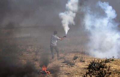 A Palestinian protester during the Israeli raid in Jenin. EPA