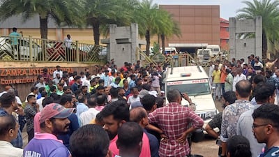 At least one person was killed in explosions at the Zamra Convention Centre in Kochi, India, on Sunday. AP