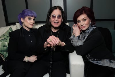 Sharon Osbourne (right) with daughter Kelly Osbourne (left) and husband Ozzy Osbourne (centre) at the after party for a screening of movie 'A Million Little Pieces' on December 4, 2019 in West Hollywood, California. Getty Images