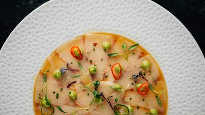 Fresh-sliced yellowtail.