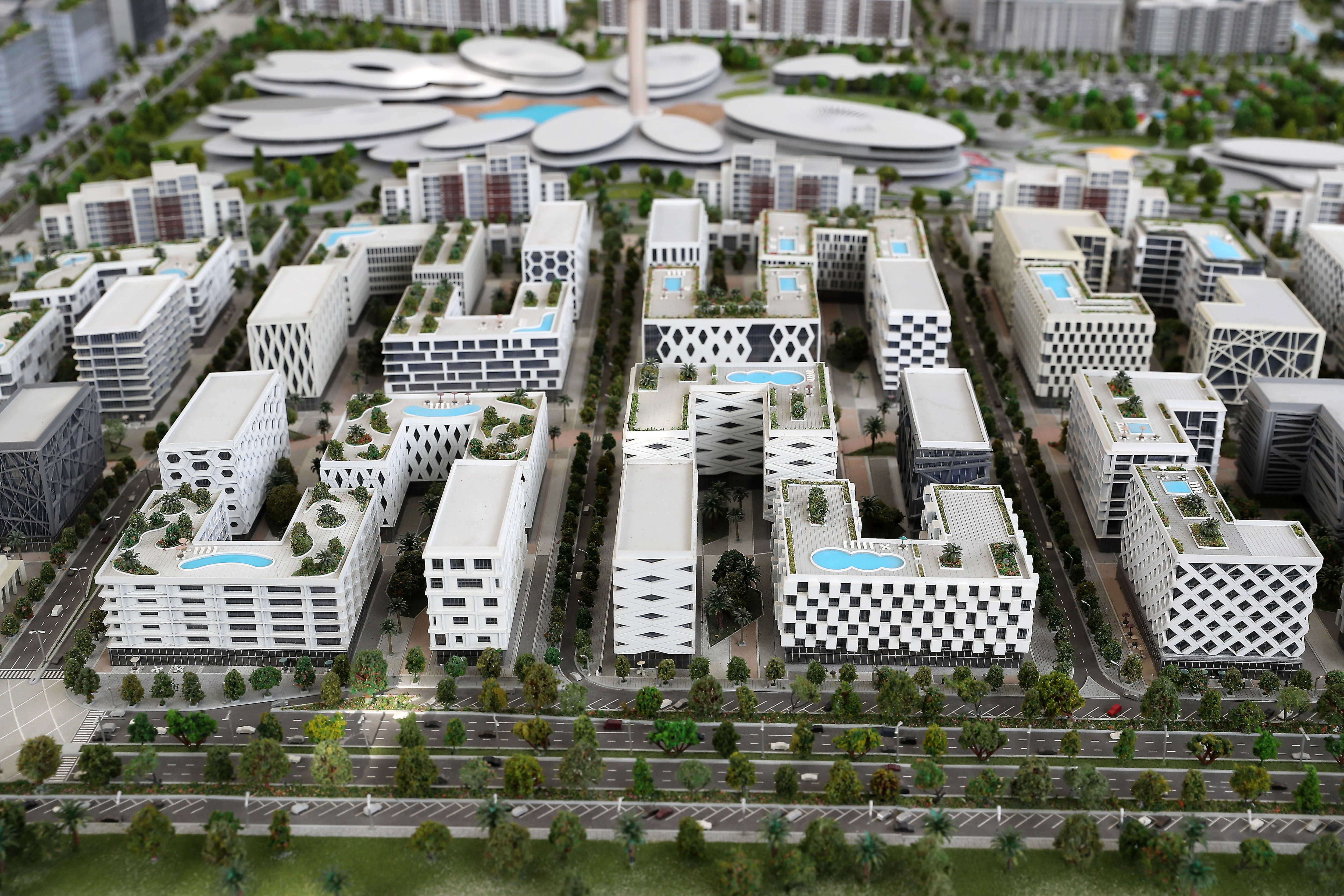 A model of the Aljada megaproject. The entire project is set to be complete by 2028. Pawan Singh / The National