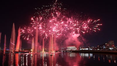 Fireworks at Dubai Festival City Mall. Pawan Singh / The National