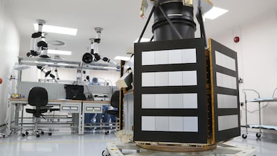 The completed engineering model for KhalifaSat. Courtesy The Mohammed bin Rashid Space Centre