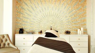 The soothing gold-and-cream interiors of Reméde Spa at St Regis Abu Dhabi. Courtesy St Regis