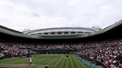 Ashleigh Barty in action against Angelique Kerber in the semi-final at SW19.