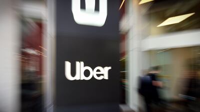 (FILES) In this file photo taken on May 08, 2019 in this pan zoom image, an Uber logo is seen outside the company's headquarters in San Francisco, California. Nearly 6,000 US sexual assaults reported to Uber in 2017-2018, the company said on December 5, 2019. / AFP / Josh Edelson
