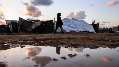 Makeshift tents dot Nuseirat refugee camp, north of Deir Al Balah, in Gaza. AFP
