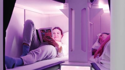 Air New Zealand has designed an Economy Skynest that would let passengers lie-flat on long-haul flights. Courtesy Air New Zealand.