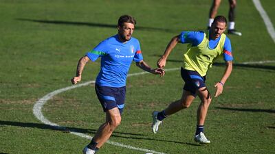 Francesco Acerbi trains at Coverciano centre. Getty
